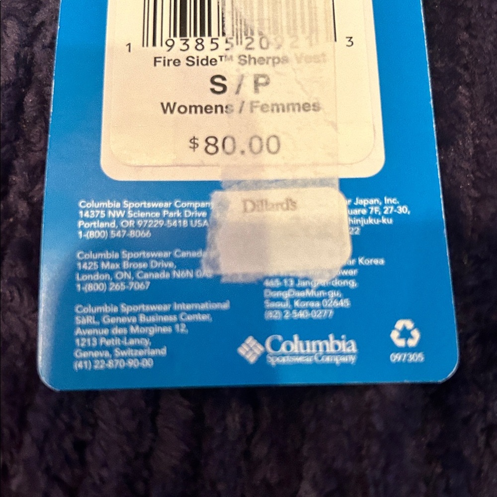 NWT Columbia fireside Sherpa long vest in navy cord size small - Picture 5 of 12